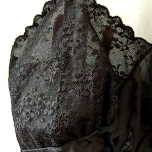 Sheer lace and satin slip